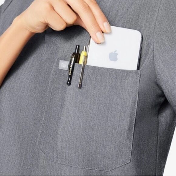 Figs Catarina One Pocket Shirt Scrub Top Gray - Picture 12 of 12